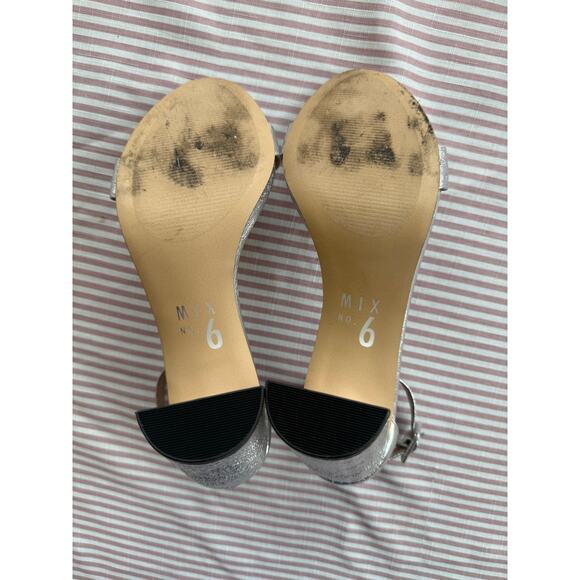 Mix No. 6 Women's Silver Strappy Block Heels Size 9M Party Shoes - Picture 6 of 8